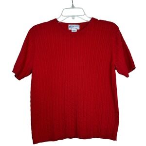 Vintage Pendleton Red Cable Knit‎ Sweater Made in Japan Cotton M Short Sleeve